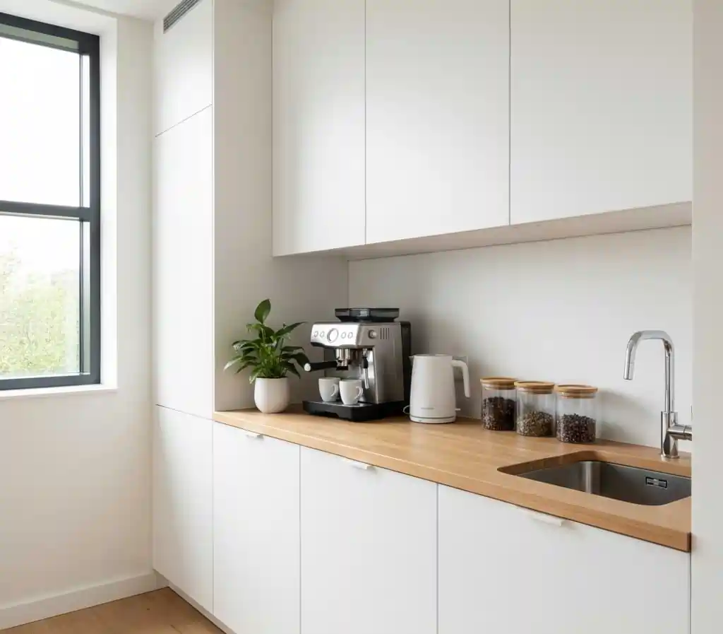 Shared kitchen with coffee and tea at Aachener Str. 1274